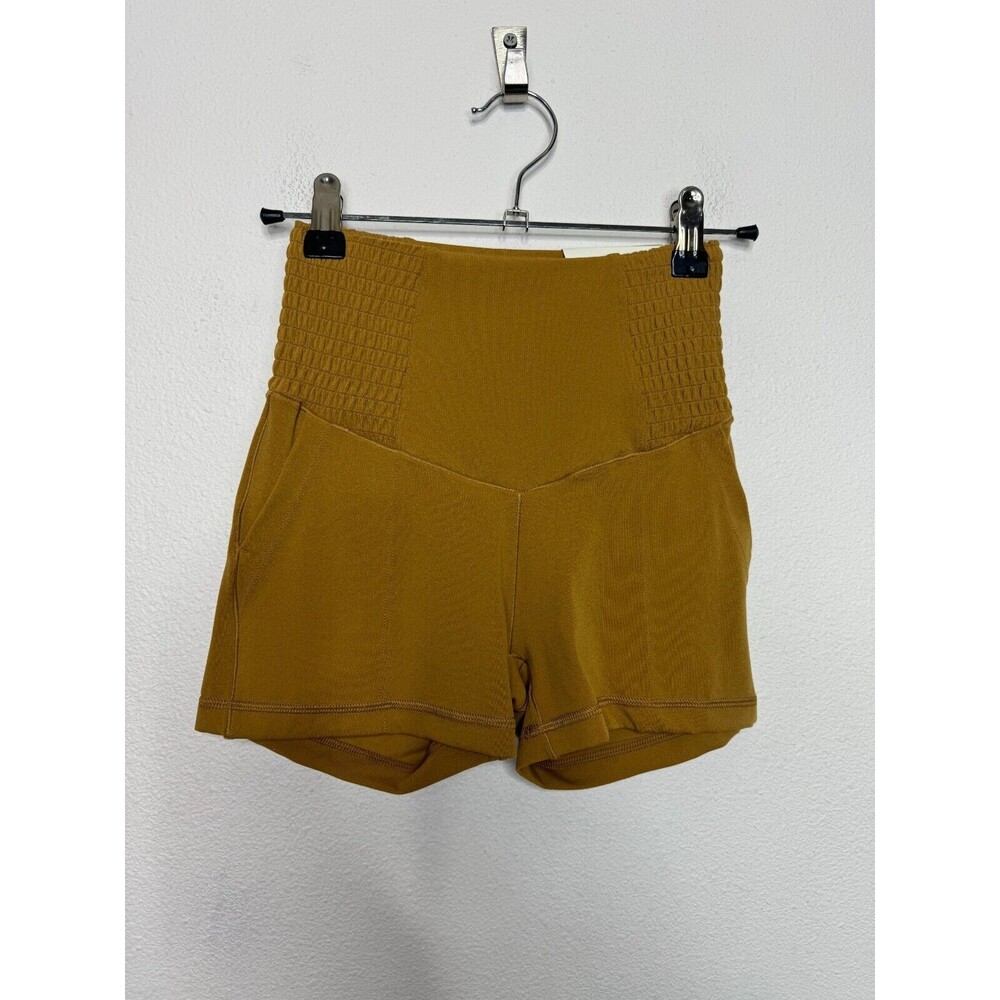 Offline by Aerie Small Real Me Smocked 3" Shortie Brown High Rise Pull On NWT